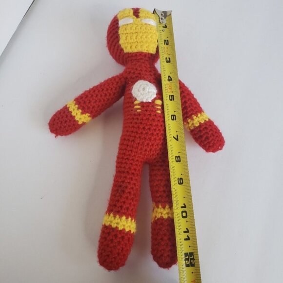 Handmade Iron Man Marvel Crochet Vintage Stuffy Stuffed Plush Doll Superhero - Picture 4 of 4